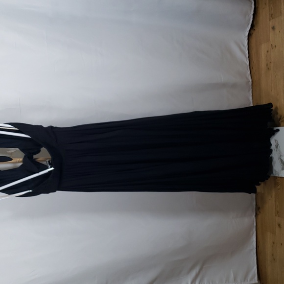 Free People Black Halter Maxi Dress Backless Tie Front Boho Festival XS NWOT - Picture 7 of 10